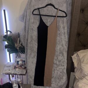 SHEIN One Shoulder Black and Tan Dress